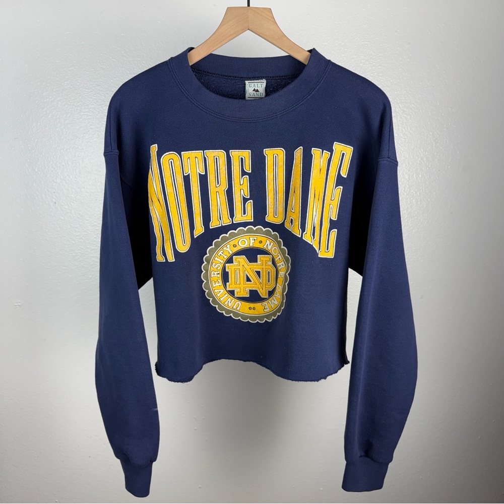Vintage 90’s Notre Dame Cropped Big Logo Spell Out Sweatshirt Made In USA Large